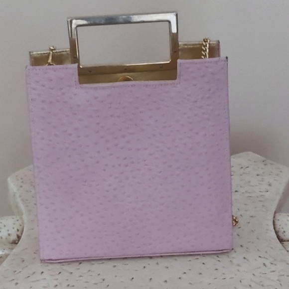 Vintage Timothy Hitsman Pink Ostrich Leather Handbag - Picture 1 of 9